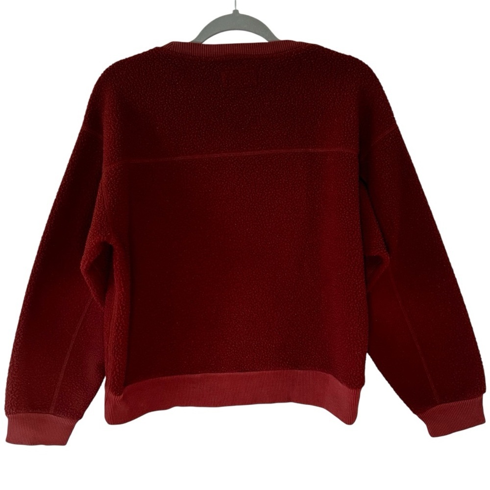 Everlane ReNew Sherpa Teddy Fleece Crewneck Pullover Rust Red Size Medium - Picture 12 of 16